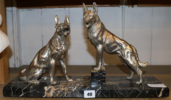 Art Deco silvered alsatian figure